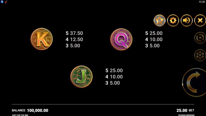 Paytable - Low Value Symbols