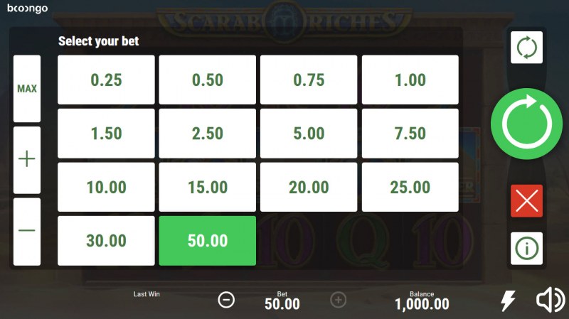 Scarab Riches :: Select your bet