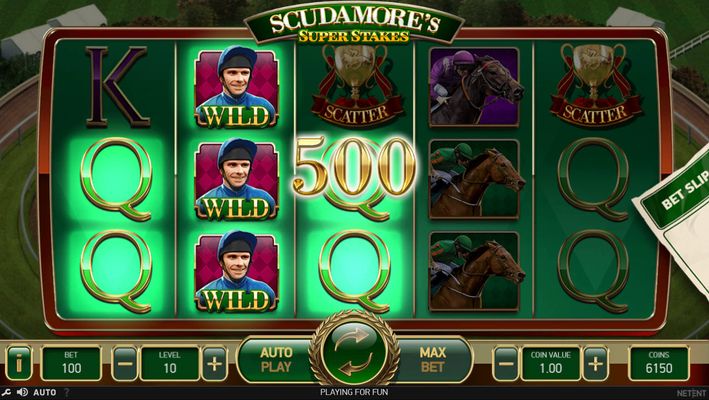 Scudamore's Super Stakes :: Stacked wilds trigger multiple winning paylines