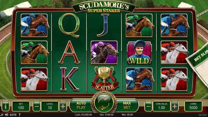 Play slots at Trada: Trada featuring the Video Slots Scudamore's Super Stakes with a maximum payout of $50,000