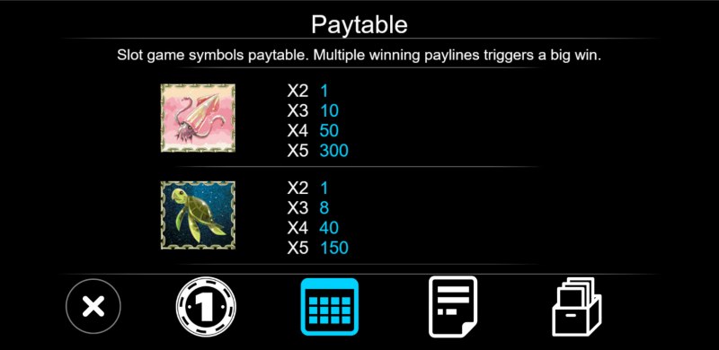 Sea World :: Paytable - Low Value Symbols