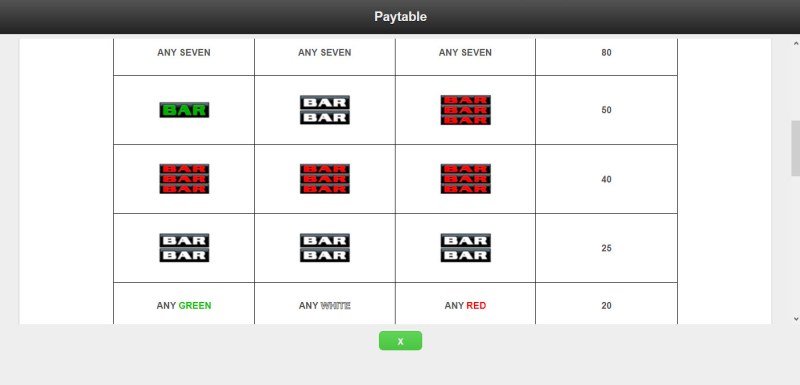 Paytable - Low Value Symbols