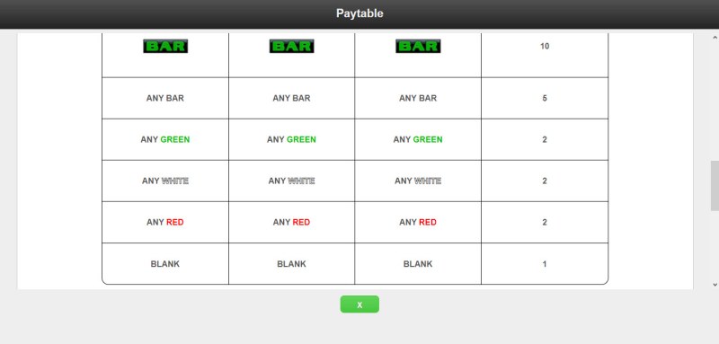 Paytable - Low Value Symbols