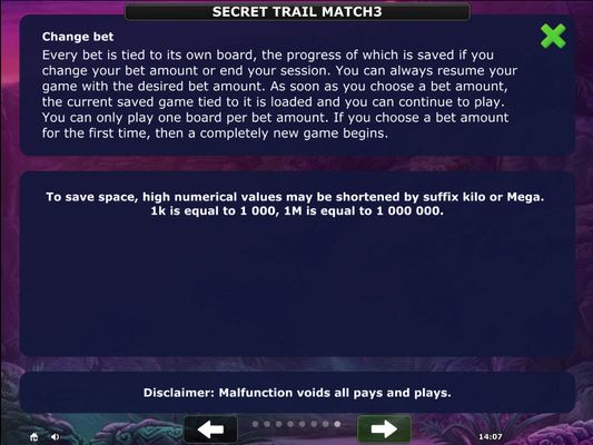 Secret Trail Match 3 :: Payback Information
