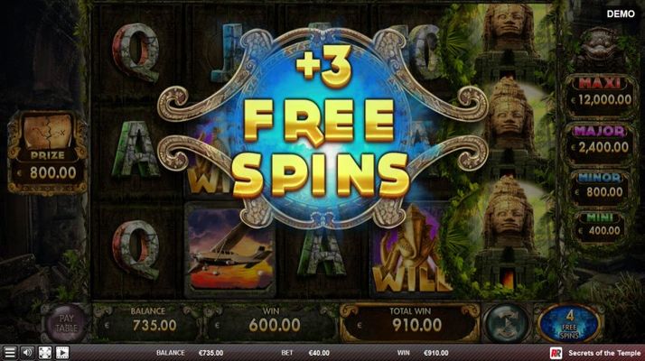 3 additional free spins awarded