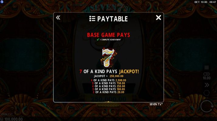 Paytable - High Value Symbols