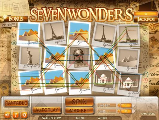 Seven Wonders :: Multiple winning paylines