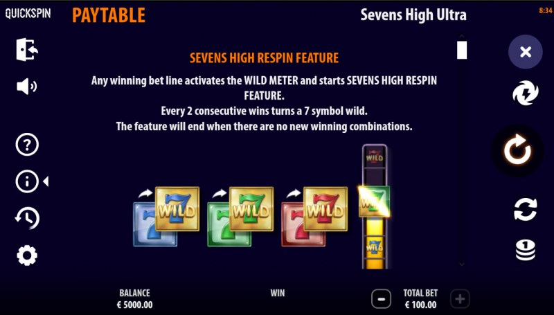 Sevens High Respin Feature