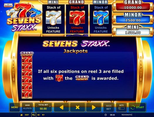 Sevens Staxx :: Jackpot Rules