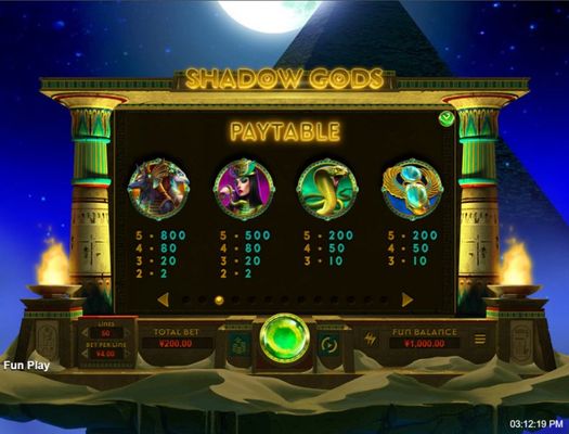 Shadow Gods :: Paytable - High Value Symbols