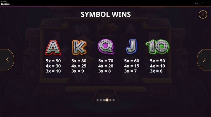Shaman Spins :: Paytable - Low Value Symbols