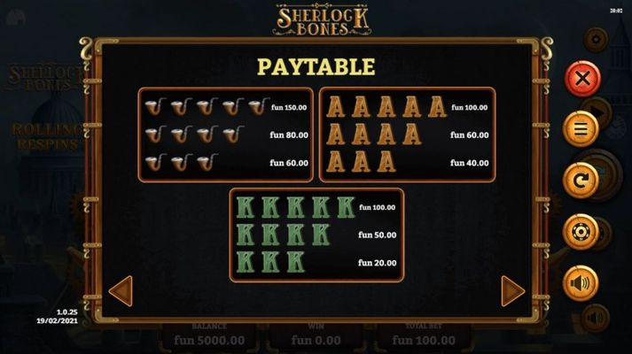 Paytable - Low Value Symbols