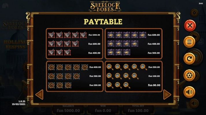 Sherlock Bones :: Paytable - High Value Symbols