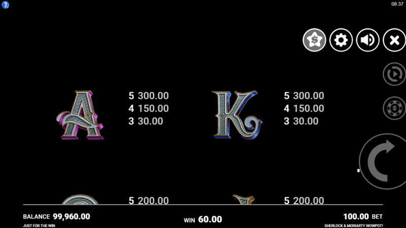 Paytable - Low Value Symbols