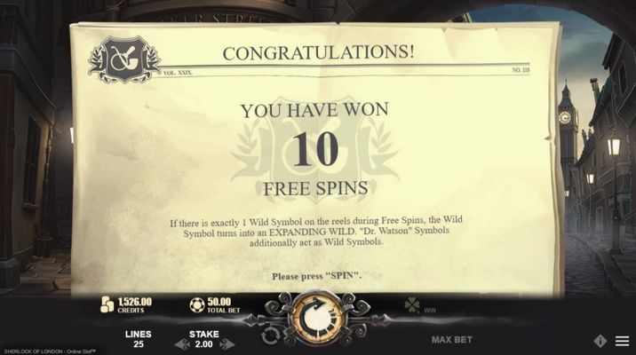 10 Free Spins Awarded