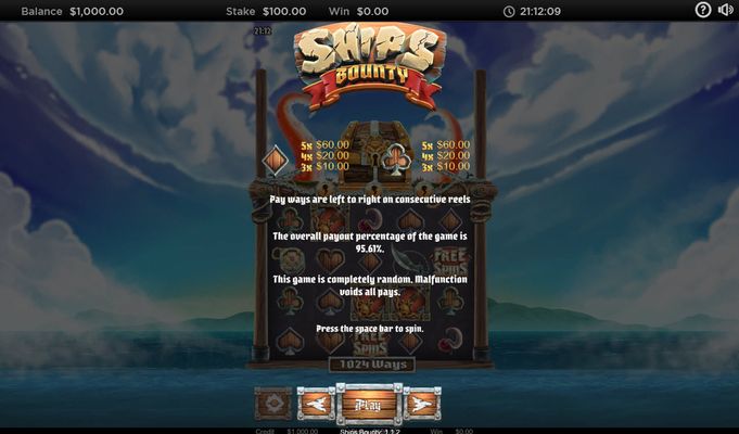 Ships Bounty :: Paytable