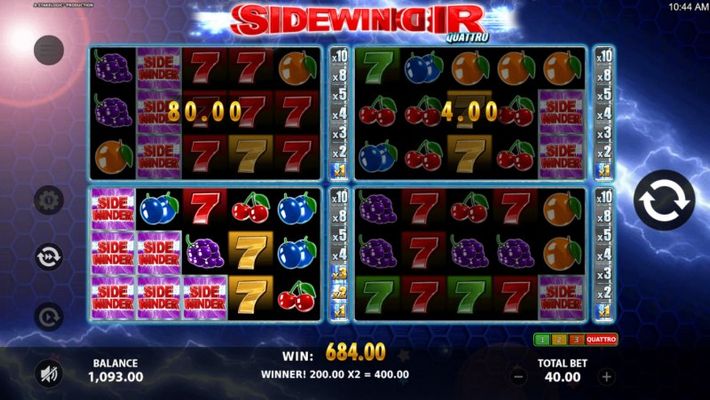 Sidewinder Quattro :: Multiple winning paylines