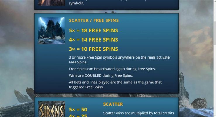 Sirens' Serenade :: Free Spins Rules