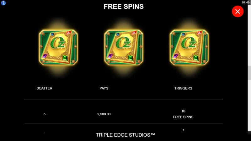 Sisters of Oz Jackpots :: Free Spin Feature Rules