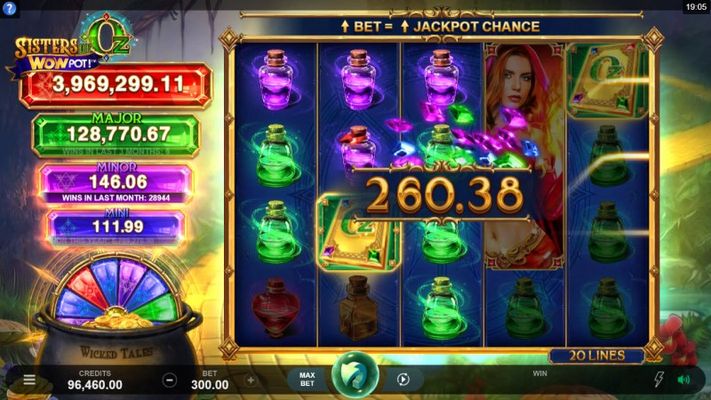 Sisters of Oz Wow Pot :: Multiple winning paylines