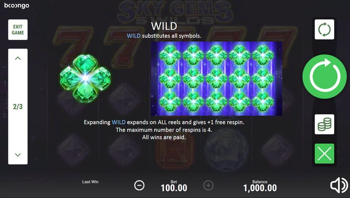 Sky Gems 5 Wilds :: Wild and Scatter Rules