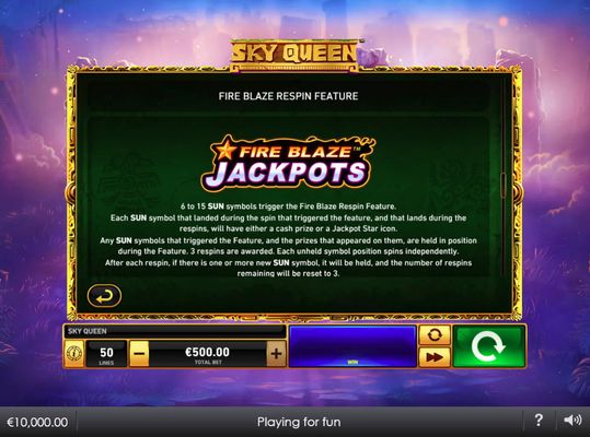 Sky Queen :: Jackpot Rules