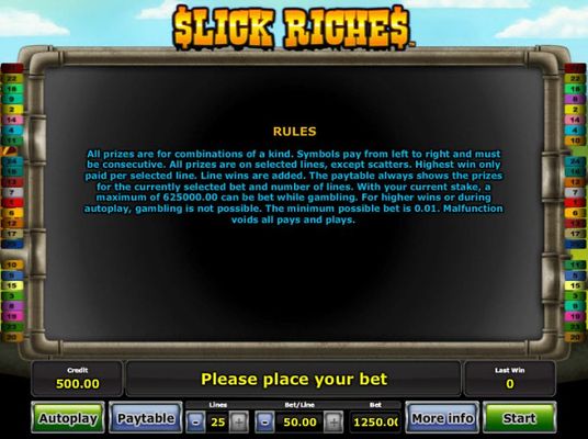 Slick Riches :: General Game Rules