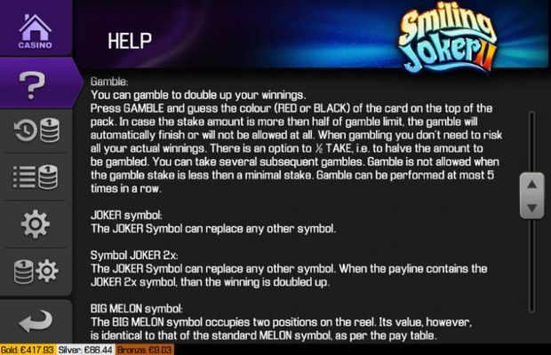 Smiling Joker II :: General Game Rules