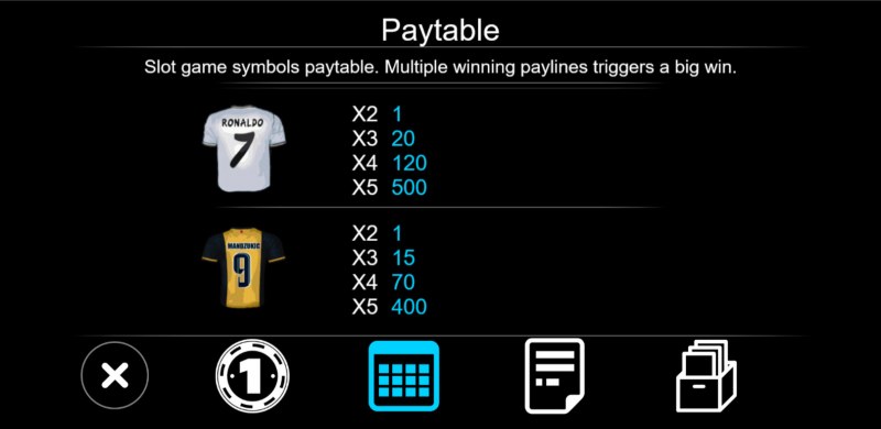 Soccer :: Paytable - Medium Value Symbols