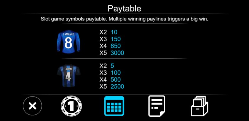 Soccer :: Paytable - High Value Symbols