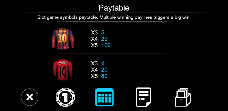 Soccer :: Paytable - Low Value Symbols