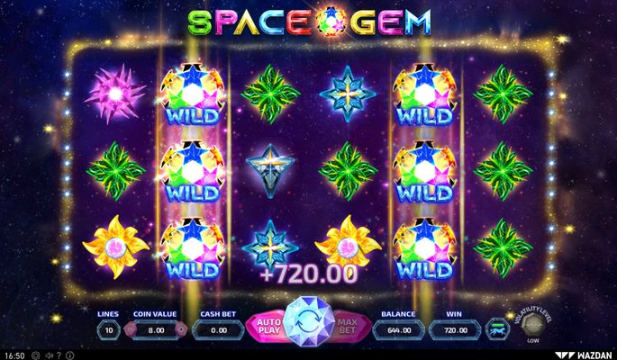 Space Gem :: Respin feature leads to a big win