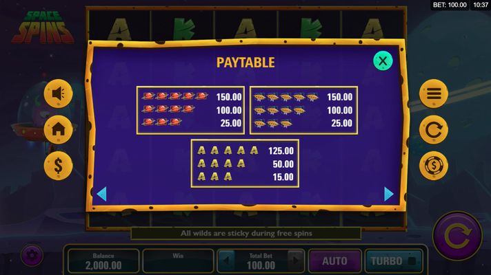 Paytable - Medium Value Symbols