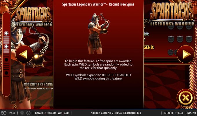 Spartacus Legendary Warrior :: Recruit Free Spins