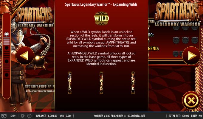 Spartacus Legendary Warrior :: Wild Symbol Rules