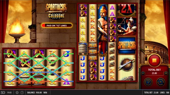 Spartacus Super Colossal Reels :: Multiple winning paylines