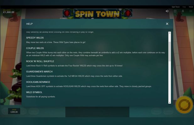 Spin Town :: Feature Rules