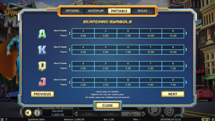 Paytable - Low Value Symbols