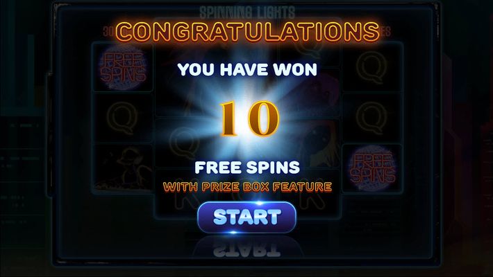 Spinning Lights :: 10 Free Spins Awarded