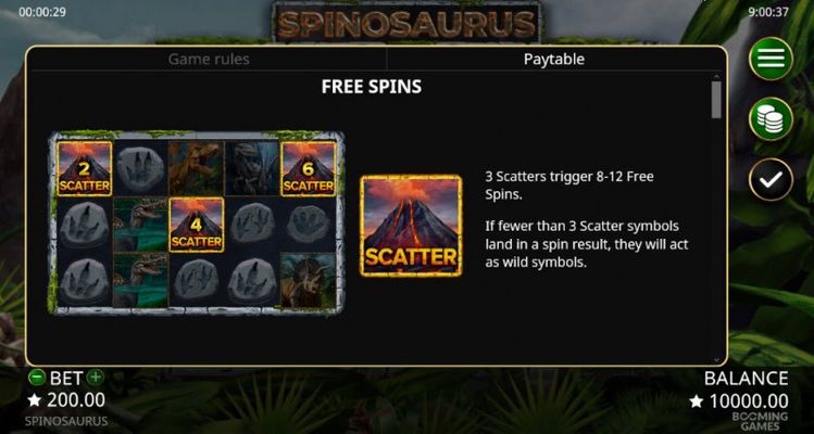 Spinosaurus :: Free Spins Rules
