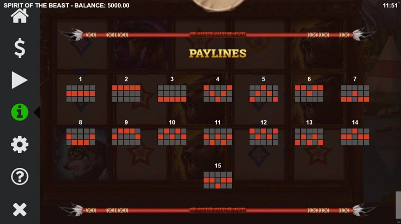 Paylines 1-15