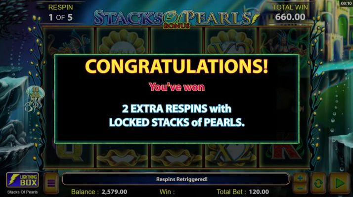 Stacks of Pearls :: 3 Extra Respins awarded