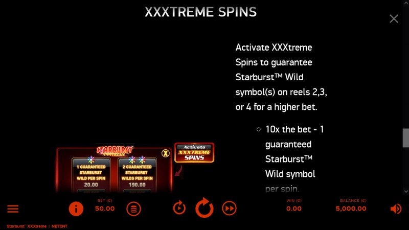 Starburst XXXTreme :: Feature Rules
