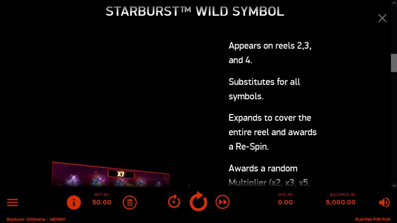 Starburst XXXTreme :: Wild Symbol Rules