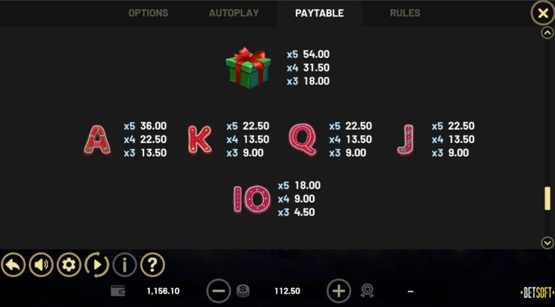 Paytable - Low Value Symbols