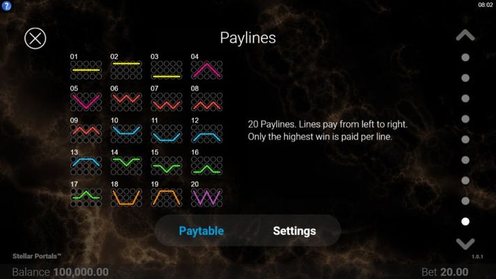 Stellar Portals :: Paylines 1-20