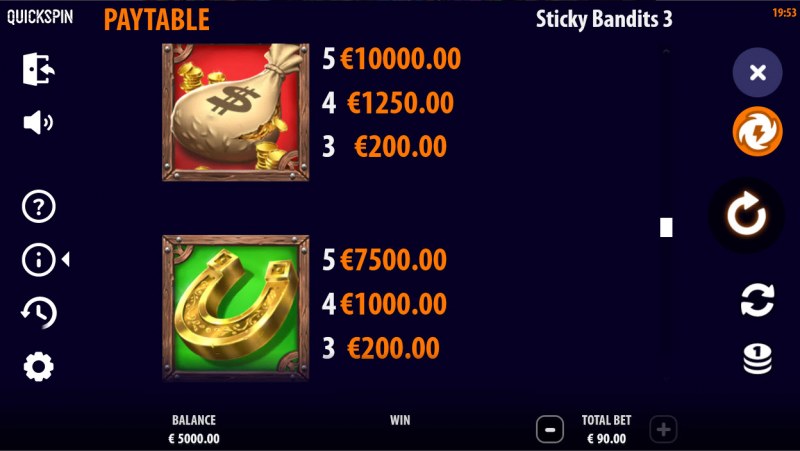 Sticky Bandits 3 Most Wanted :: Paytable - High Value Symbols