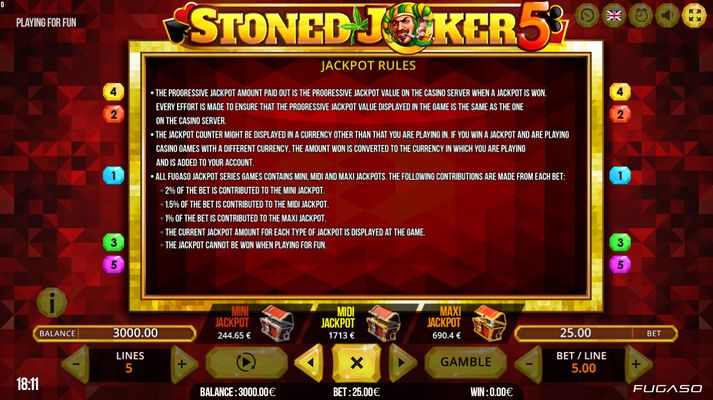 Stoned Joker 5 :: Progressive Jackpot Rules