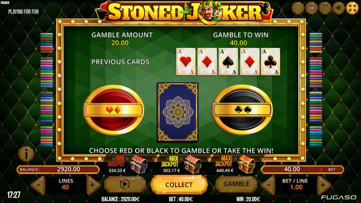 Stoned Joker :: Red or Black Gamble feature