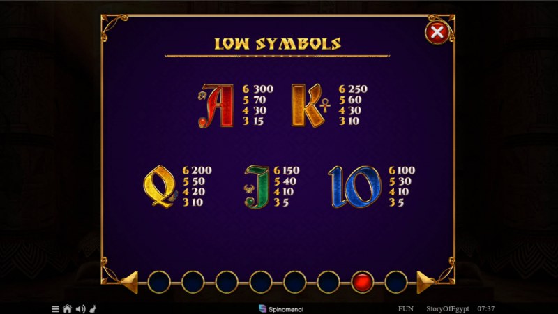 Paytable - Low Value Symbols